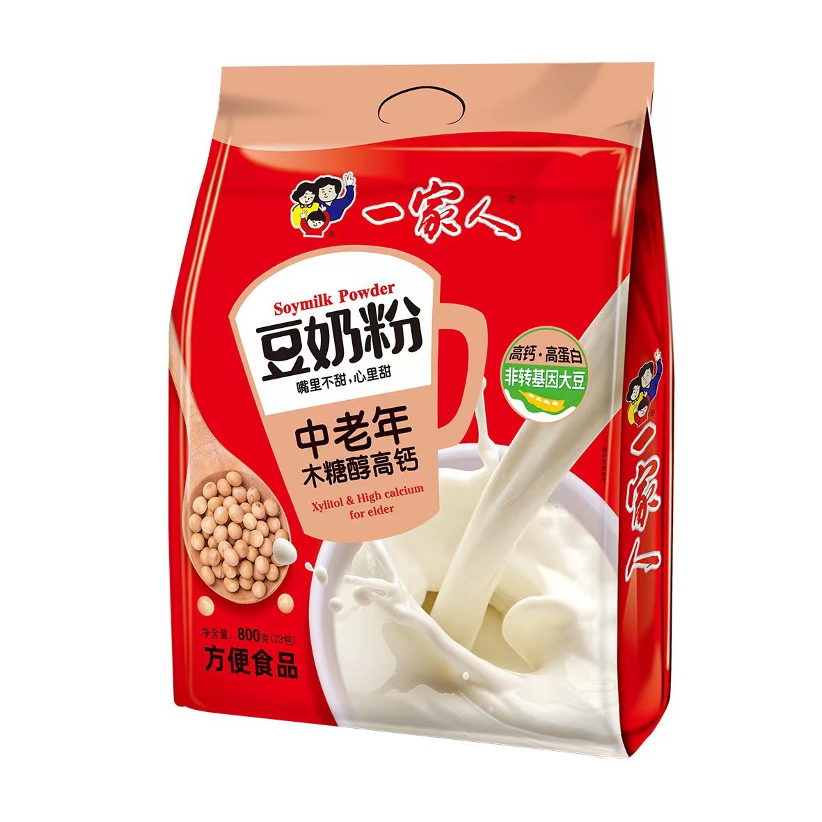 一家人木糖醇高钙中老年豆奶粉营养即食早餐冲饮豆浆800g（23包）