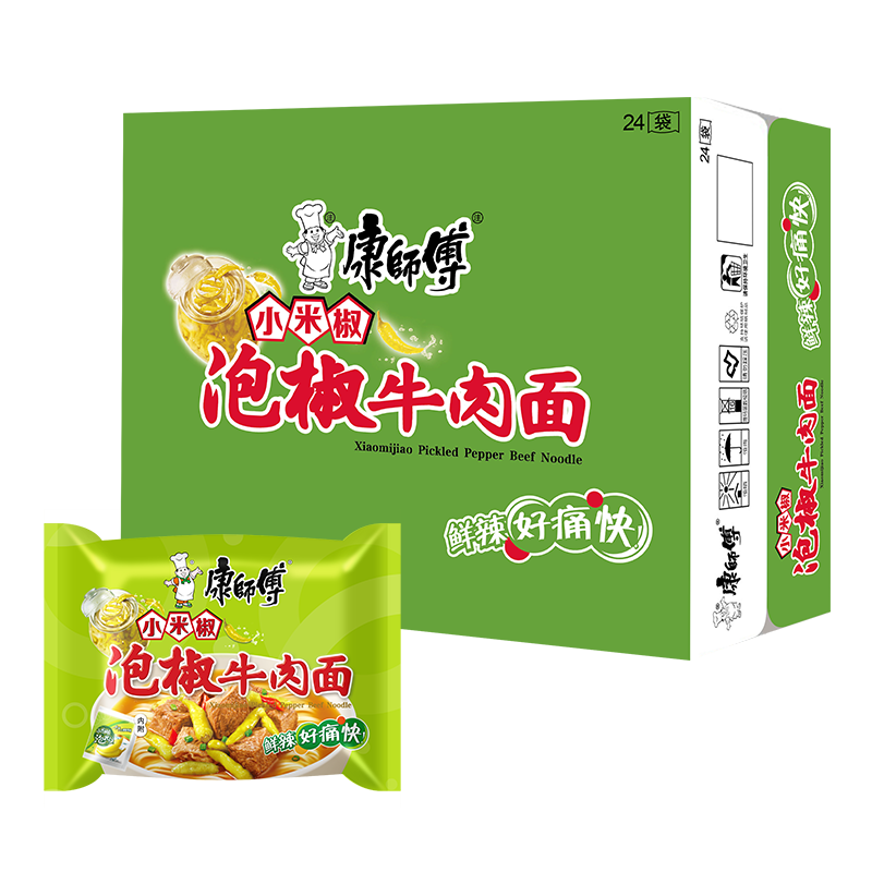 康师傅经典袋小米泡椒牛肉面   80g/包