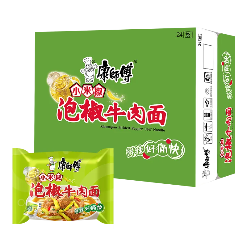 康师傅经典袋小米泡椒牛肉面   80g/包