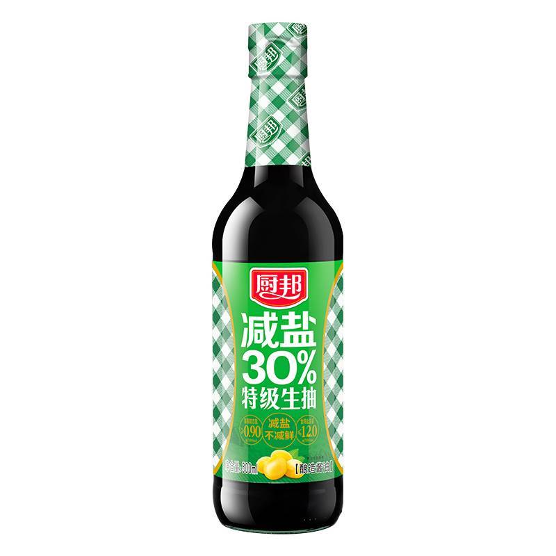 厨邦减盐30%特级生抽   500ml /瓶