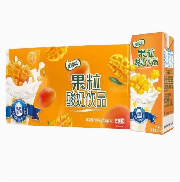 伊利牛奶优酸乳果粒酸奶饮品245g*12盒芒果味风味奶