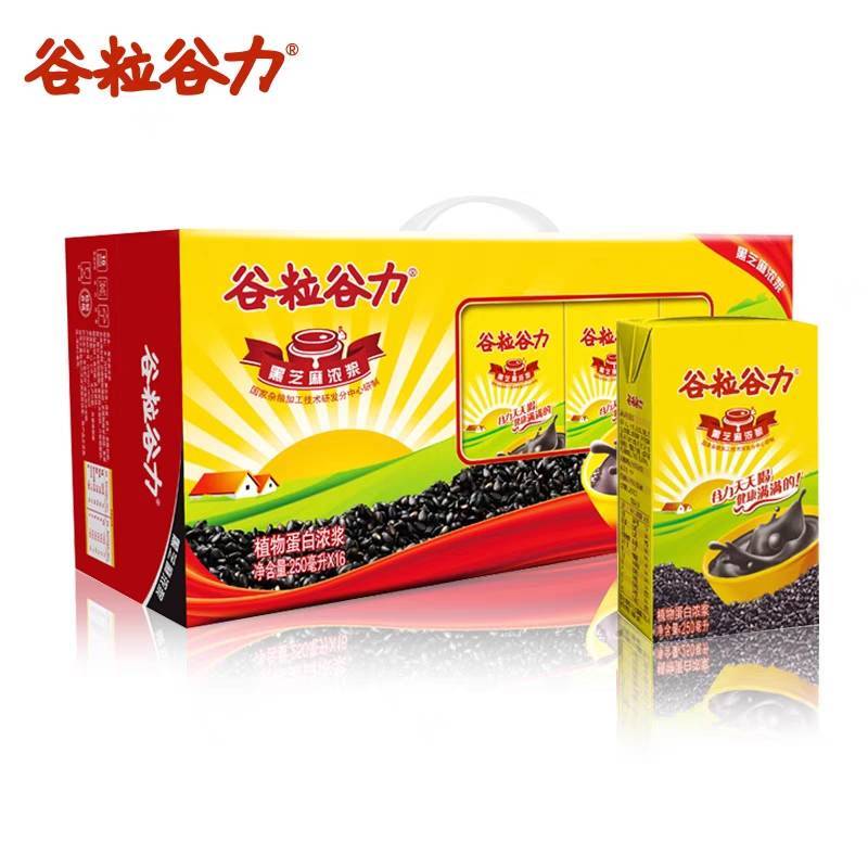 谷粒谷力黑豆味浓浆谷物饮品   250ml*18盒整箱