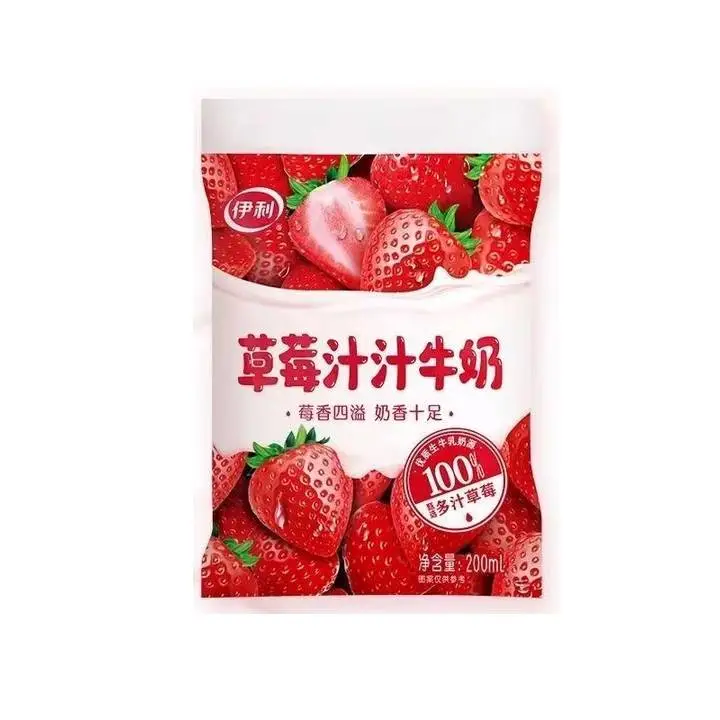 伊利超高温袋装草莓汁汁牛奶200ml 1/袋