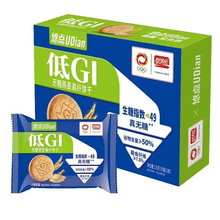 盼盼悠点低GI无糖燕麦高纤饼干216g 1/盒