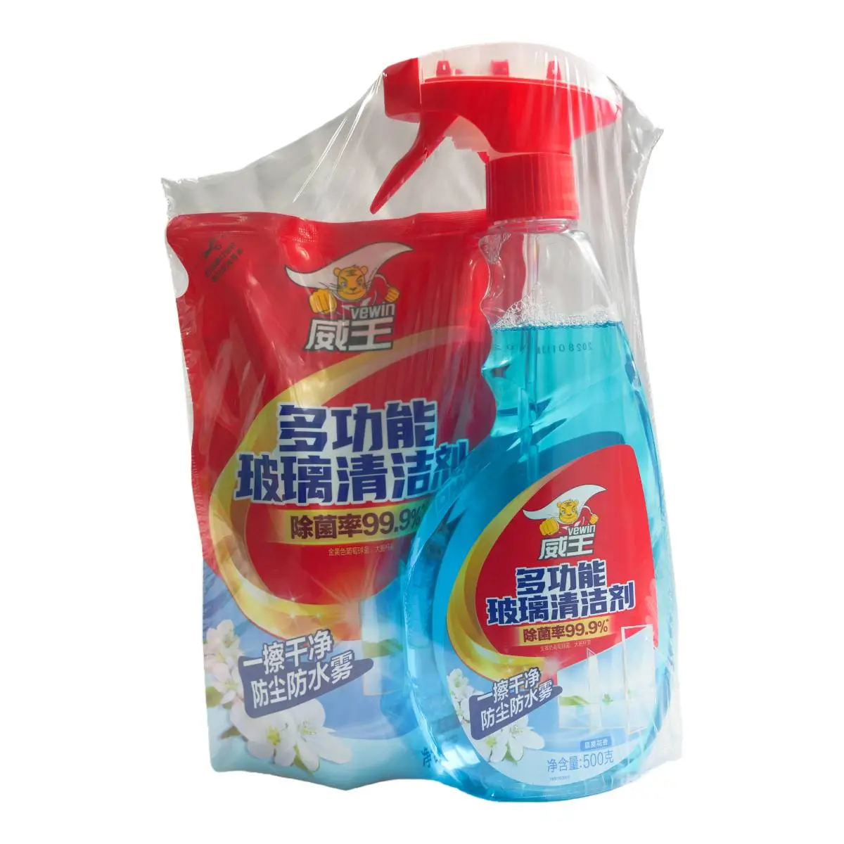 威王多功能玻璃清洁剂500克每瓶送补充装420克 1/组