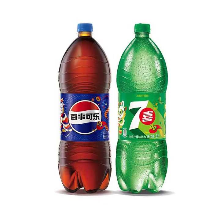 百事可乐汽水+七喜柠檬味汽水2L*2瓶 1/组