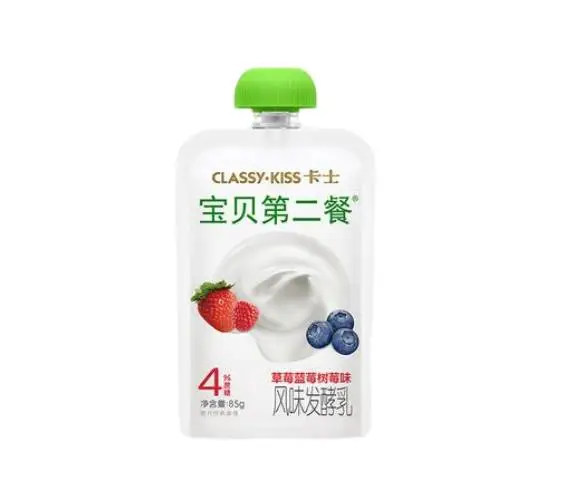 卡士酸奶宝贝第二餐4%蔗糖草莓树莓蓝莓味   85g/袋 