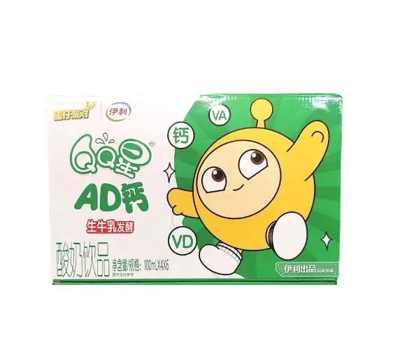 伊利QQ星AD钙酸奶饮品生牛乳发酵   100ml*4瓶*6排/件