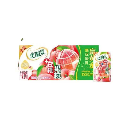 伊利优酸乳牛奶饮品白桃果粒 250g*16盒/件