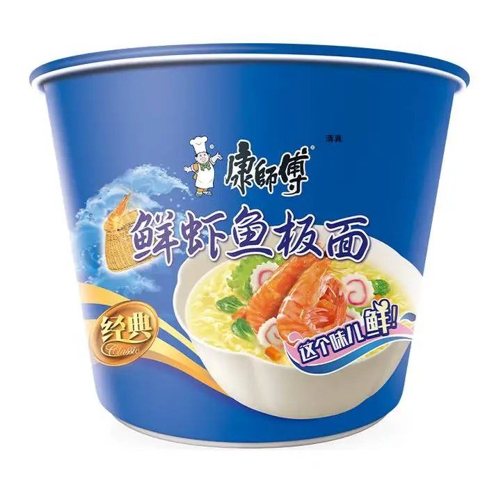 康师傅开心桶面鲜虾鱼板102g 1/桶