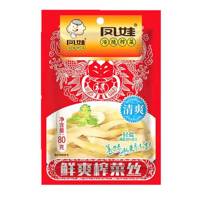 凤娃鲜爽榨菜丝(清爽）80G 1/包
