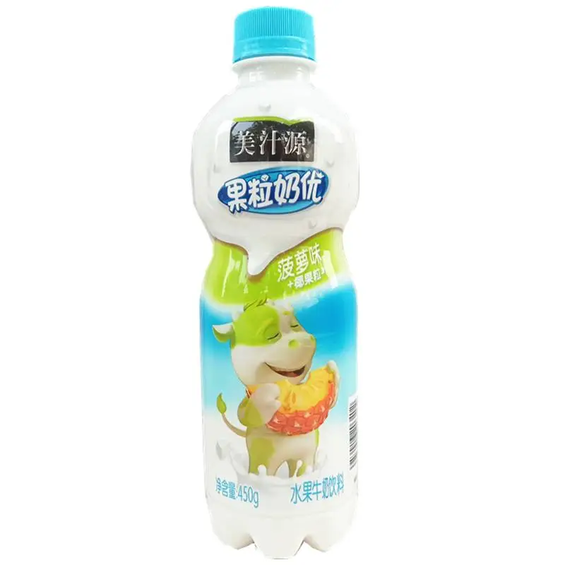 美汁源果粒奶优菠萝味水果牛奶饮料450g 1/瓶