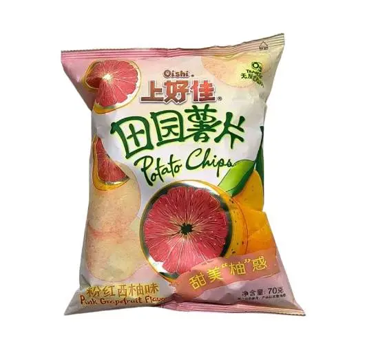 上好佳田园薯片粉红西柚味70g1/包