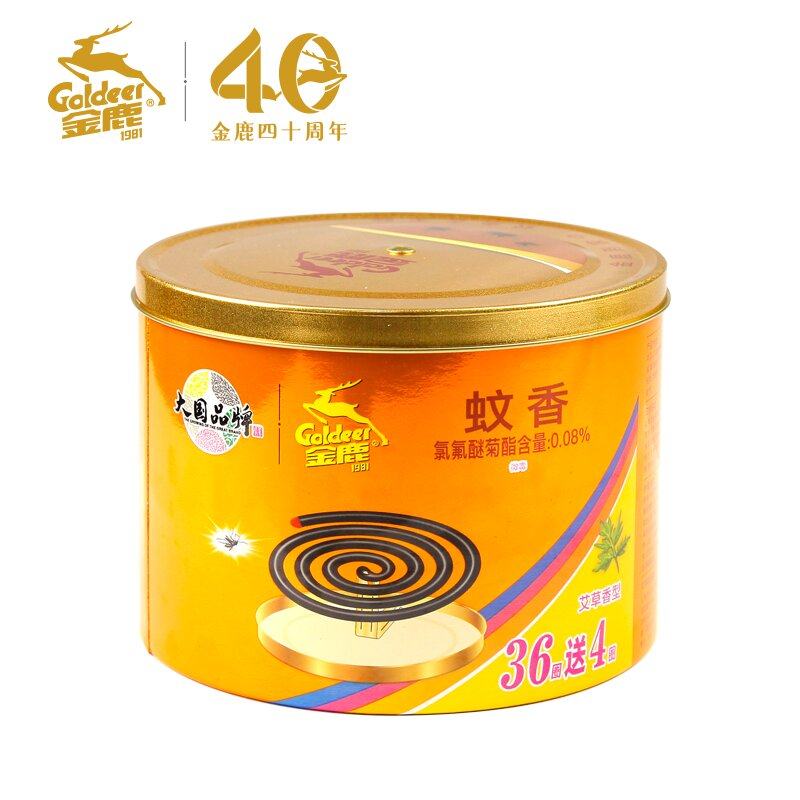 金鹿蚊香家用微烟艾草驱蚊香40单圈盘/盒