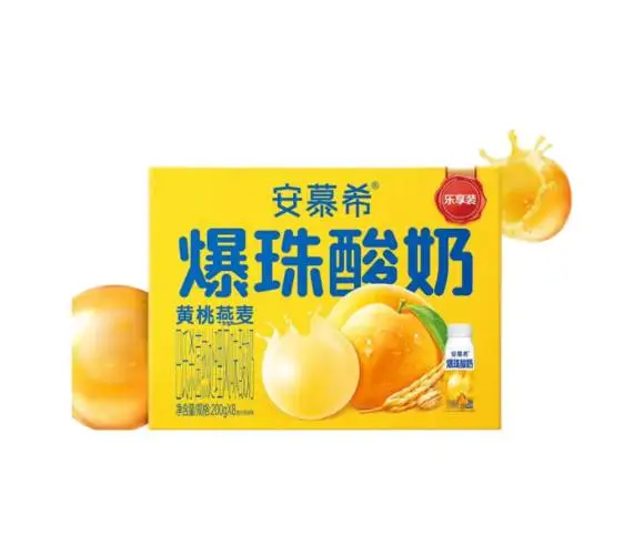 【特价12月产】伊利安慕希黄桃燕麦爆珠酸奶   200g*8盒/箱