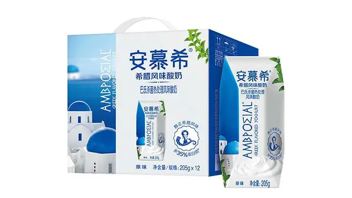 【特价4月产】伊利安慕希原味酸奶饮料 205g*12瓶/提