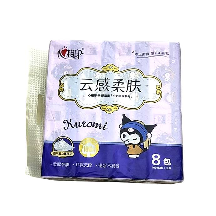 DT18100（8包装） 心相印云感100抽三层立体压花塑装面巾纸（IP印花）100抽 1/提