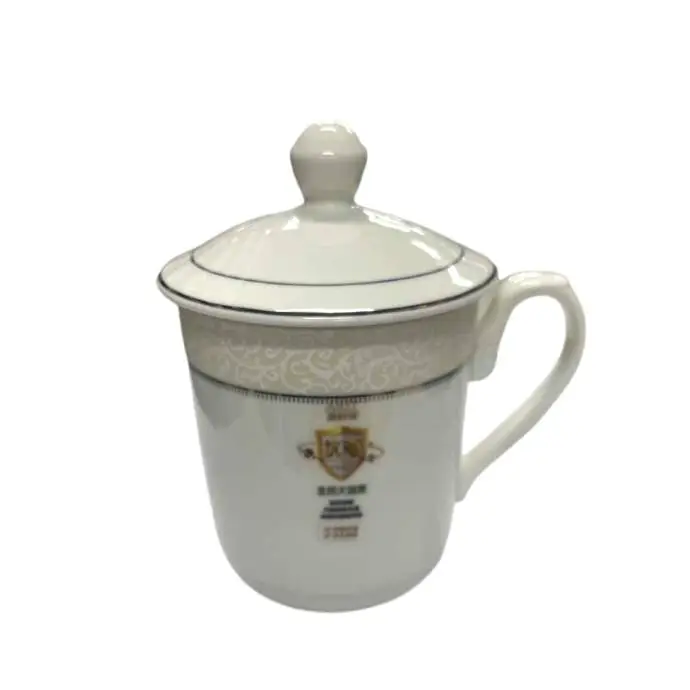 雅诚德310ml白色陶瓷杯(圆型带盖抗菌TD商务)S20-130都市风情 1/个