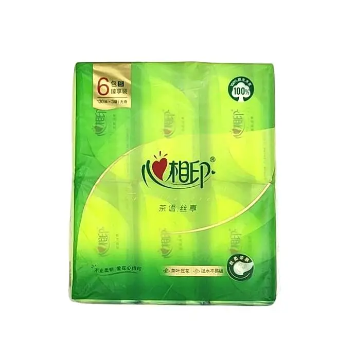 DT15130（6包装） 心相印茶语丝享系列130抽三层塑装纸面巾（彩箱版）6包 1/提